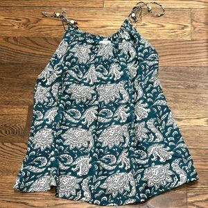 Hannah Blue-Green & White Floral Relaxed Camisole